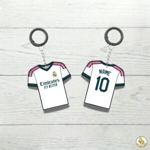 Custom Keychain Real Madrid Soccer Theme Sports Fan Gift Personalized Name And Number Bag Tag