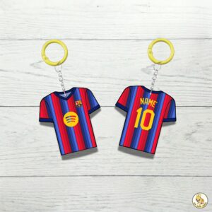Custom Keychain Barcelona Soccer Theme Sports Fan Gift Personalized Name And Number Bag Tag