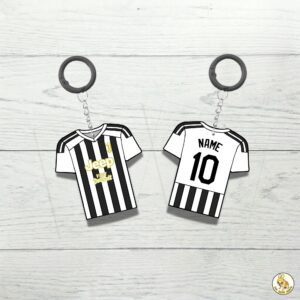Custom Keychain Juventus Soccer Theme Sports Fan Gift Personalized Name And Number Bag Tag
