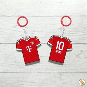 Custom Keychain Bayern Munich Soccer Theme Sports Fan Gift Personalized Name And Number Bag Tag