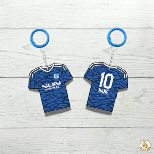 Custom Keychain Schalke Soccer Theme Sports Fan Gift Personalized Name And Number Bag Tag