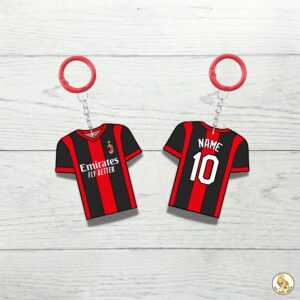 Custom Keychain Ac Milan Soccer Theme Sports Fan Gift Personalized Name And Number Bag Tag