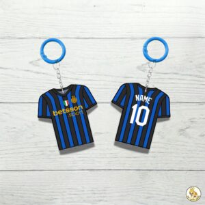 Custom Keychain Inter Milan Soccer Theme Sports Fan Gift Personalized Name And Number Bag Tag