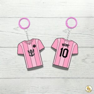 Custom Keychain Inter Miami Soccer Theme Sports Fan Gift Personalized Name And Number Bag Tag