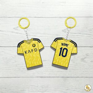 Custom Keychain Al Nassr Soccer Theme Sports Fan Gift Personalized Name And Number Bag Tag