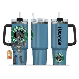Unisex Lucario Coffee Pokemon Anime Graphic Tumbler for Anime Fans