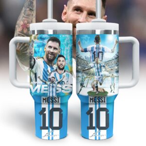 Messi Soccer Graphic Tumbler With Handle for Soccer Fans