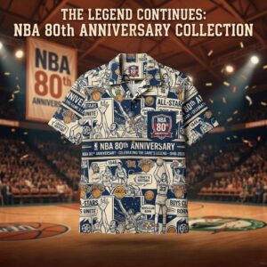 Unisex National Basketball Association 80th Anniversary 1946-2026 Graphic Hawaiian Shirt for Basketball Fans