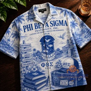 Unisex Phi Beta Sigma Fraternity 1914 Founding Year Toile de Jouy Graphic Hawaiian Shirt for Fans