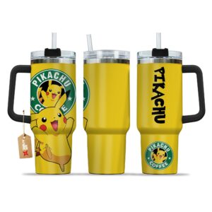 Unisex Pikachu Coffee Pokemon Anime Graphic Tumbler for Anime Fans