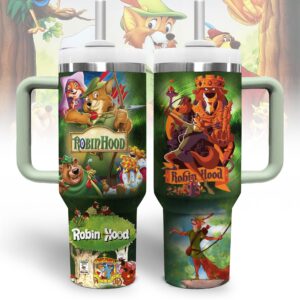 Robin Hood Cartoon Graphic Tumbler With Handle for Cartoon Fans