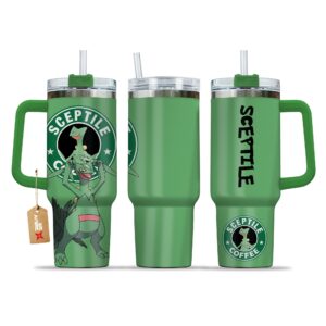 Unisex Sceptile Coffee Pokemon Anime Graphic Tumbler for Anime Fans