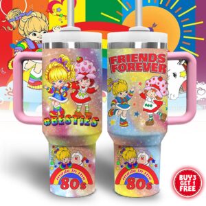 Strawberry Shortcake And Rainbow Brite Cartoon Graphic Tumbler With Handle for Cartoon Fans