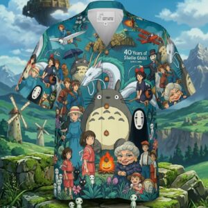 Unisex 40 Years Of Studio Ghibli Graphic Hawaiian Shirt for Movie Fans