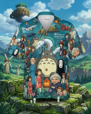 Unisex 40 Years Of Studio Ghibli Graphic Hawaiian Shirt for Movie Fans