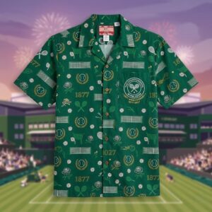 Unisex The Championships Wimbledon 150th Anniversary 1877-2027 Graphic Hawaiian Shirt for Soccer Fans
