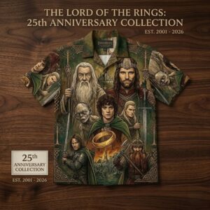 Unisex The Lord of the Rings 25th Anniversary Collection Graphic Hawaiian Shirt for Movie Fans