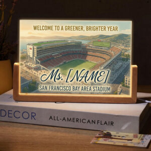 Personalized Vintage San Francisco Bay Area Stadium Teacher Desk Name Plate with LED Base
