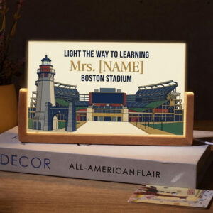 Personalized Boston Stadium Lighthouse Teacher Desk Name Plate with LED Base