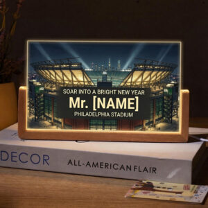 Personalized Philadelphia Stadium Night Teacher Desk Name Plate with LED Base