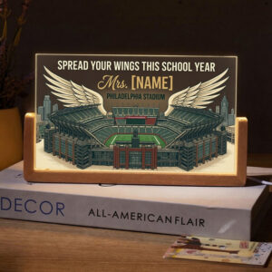 Personalized Philadelphia Stadium Wings Teacher Desk Name Plate with LED Base