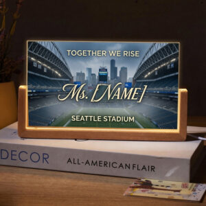 Personalized Seattle Stadium Interior Teacher Desk Name Plate with LED Base