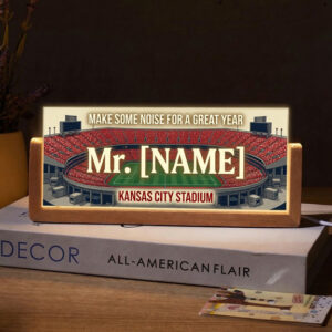 Personalized Kansas City Stadium Field Teacher Desk Name Plate with LED Base