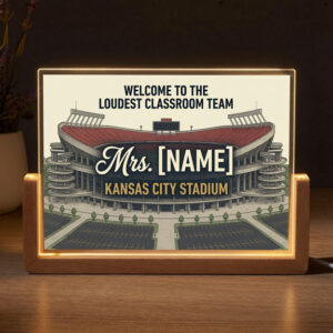Personalized Kansas City Stadium Teacher Desk Name Plate with LED Base