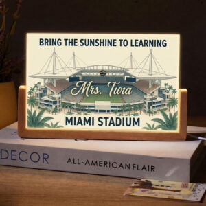 Personalized Miami Stadium Tropical Teacher Desk Name Plate with LED Base