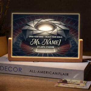 Personalized Atlanta Stadium Interior Teacher Desk Name Plate with LED Base