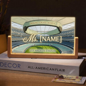 Personalized Los Angeles Stadium Interior Teacher Desk Name Plate with LED Base