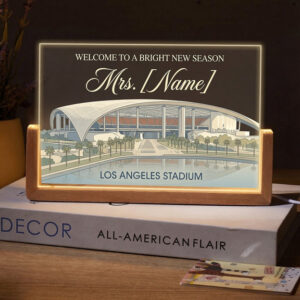 Personalized Los Angeles Stadium Teacher Desk Name Plate with LED Base