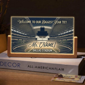 Personalized Dallas Stadium Interior Teacher Desk Name Plate with LED Base