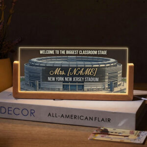 Personalized New York New Jersey Stadium Teacher Desk Name Plate with LED Base