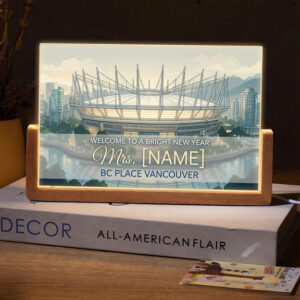Personalized BC Place Vancouver Teacher Desk Name Plate with LED Base