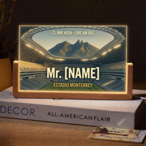 Personalized Monterrey Stadium Night Teacher Desk Name Plate with LED Base