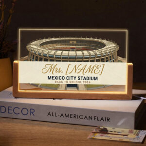 Personalized Mexico City Stadium Teacher Desk Name Plate with LED Base