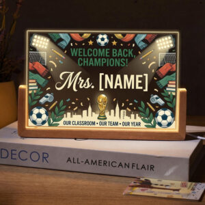 Personalized Sports Champions Teacher Desk Name Plate with LED Base