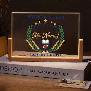 Personalized Classic Team Teacher Desk Name Plate with LED Base