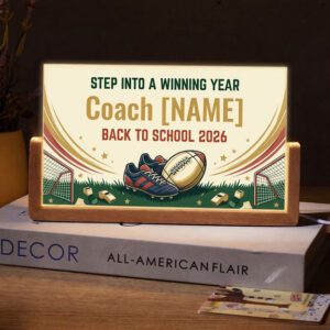 Personalized Football Coach Desk Name Plate with LED Base