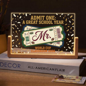 Personalized World Cup Ticket Teacher Desk Name Plate with LED Base
