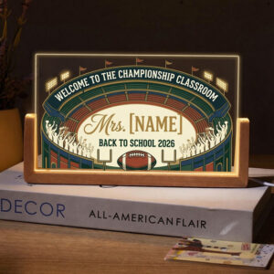 Personalized Championship Stadium Teacher Desk Name Plate with LED Base