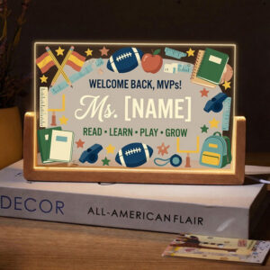 Personalized All Sports Teacher Desk Name Plate with LED Base