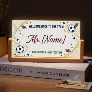 Personalized Soccer Team Teacher Desk Name Plate with LED Base