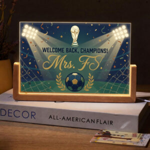 Personalized Soccer Champions Teacher Desk Name Plate with LED Base