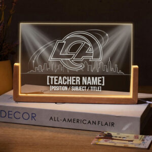 Unique Personalized Los Angeles Rams Football Teacher Desk Name Plate with LED Base
