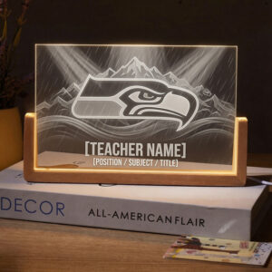 Personalized Seattle Seahawks Football Teacher Desk Name Plate with LED Base