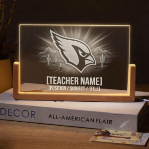 Personalized Arizona Cardinals Football Teacher Desk Name Plate with LED Base