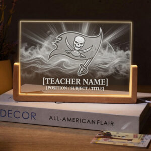 Personalized Tampa Bay Buccaneers Football Teacher Desk Name Plate with LED Base