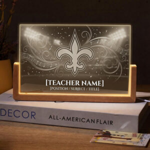 Personalized New Orleans Saints Football Teacher Desk Name Plate with LED Base